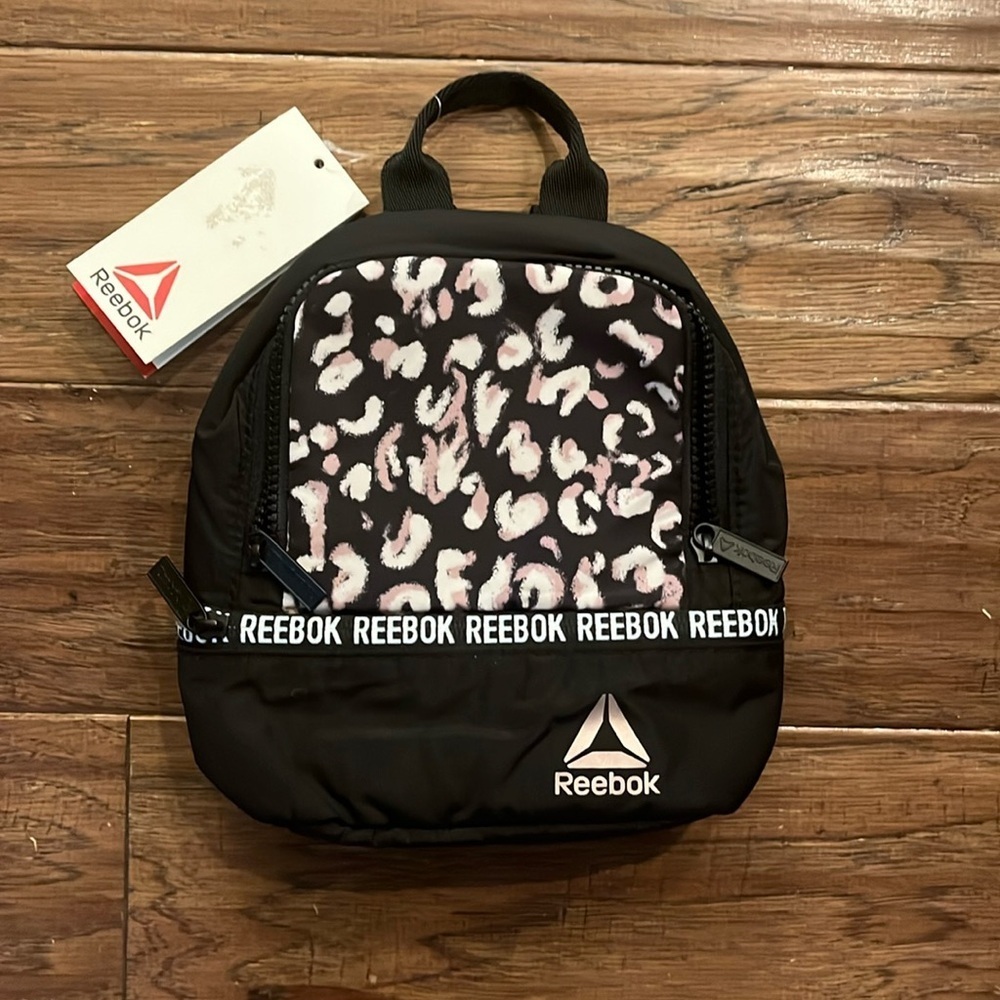 Reebok Rose Mini Backpack Black with Leopard Print